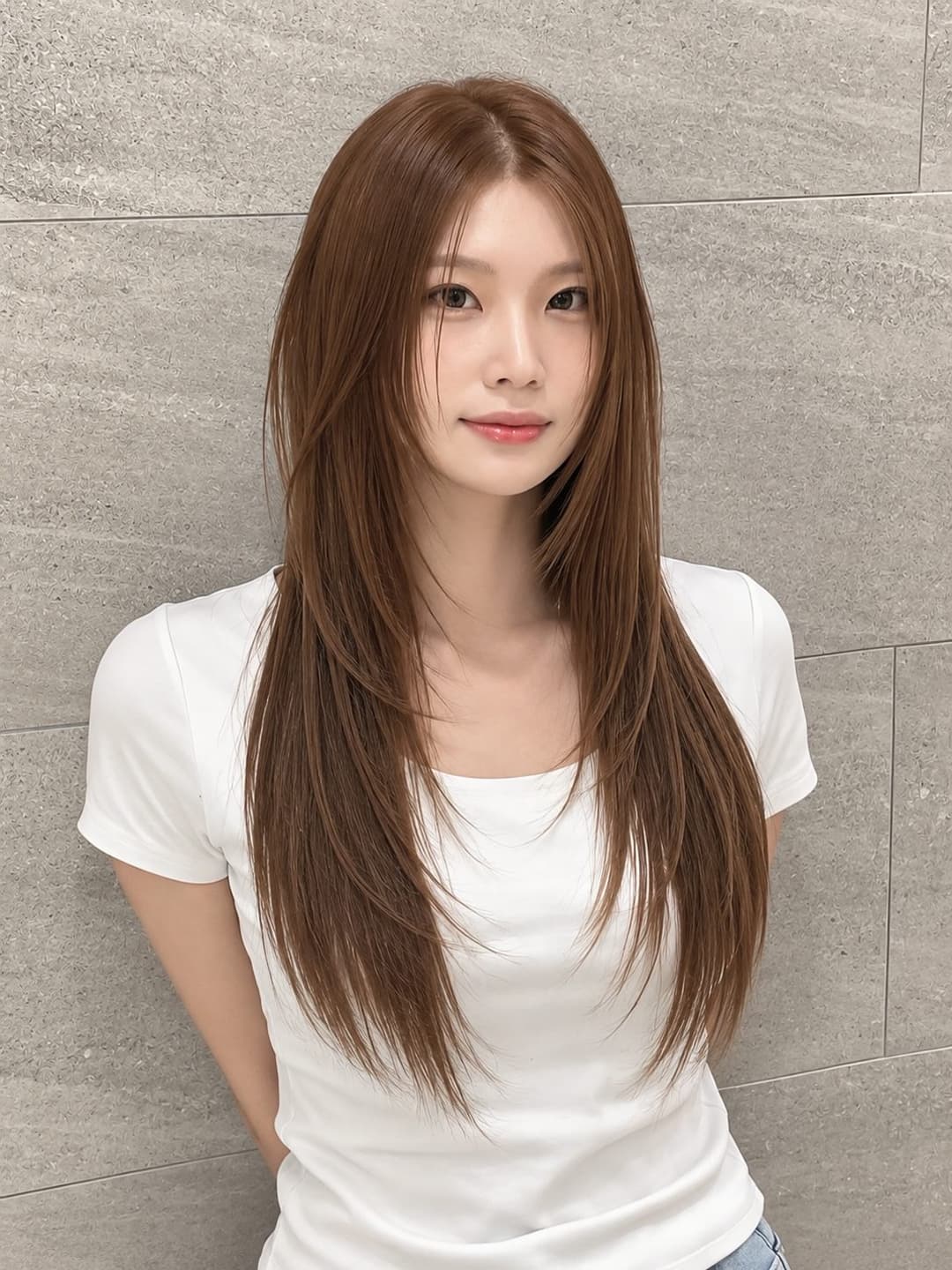 슬릭 레이어드컷 스타일 사진