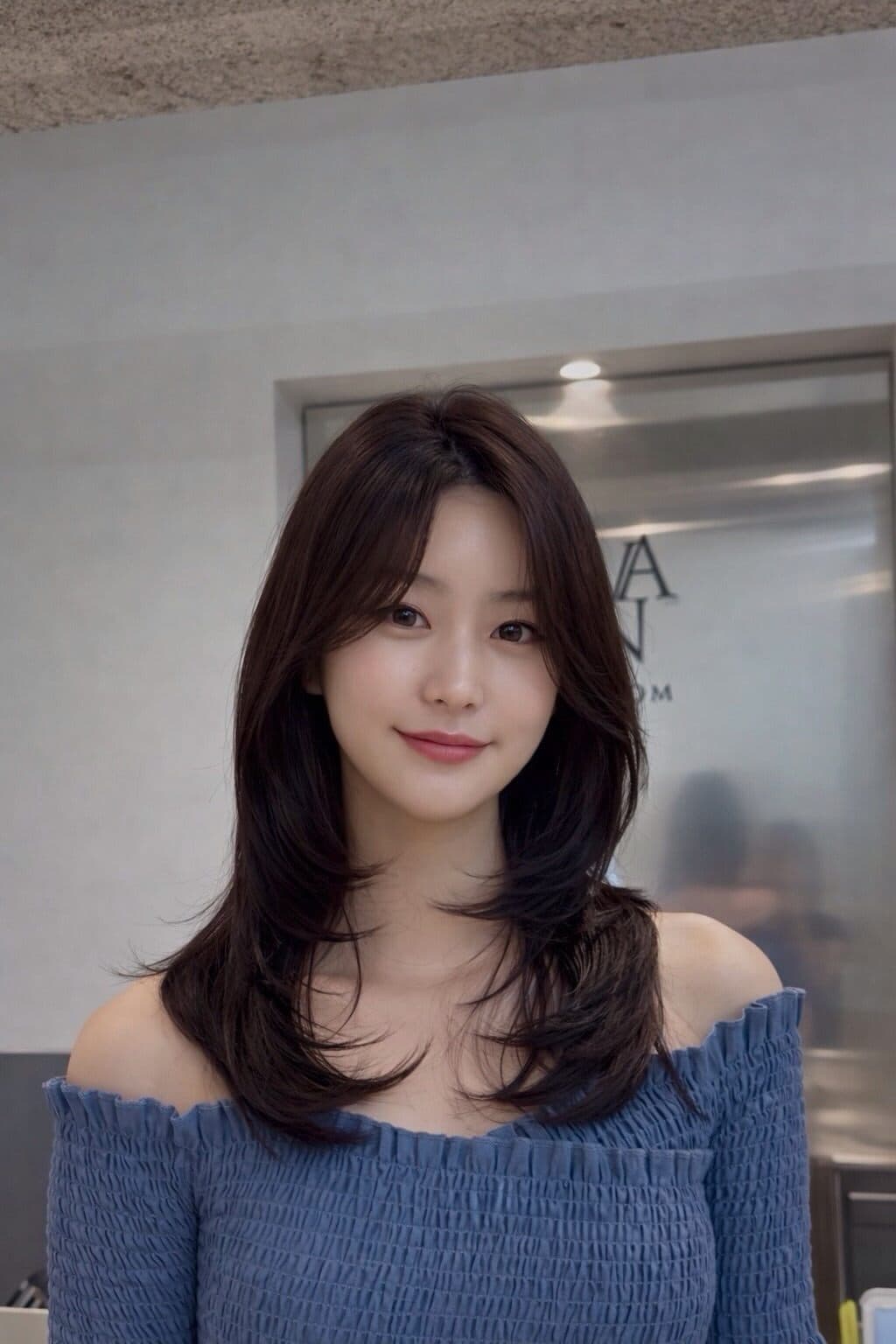 중단발 레이어드컷 스타일 사진