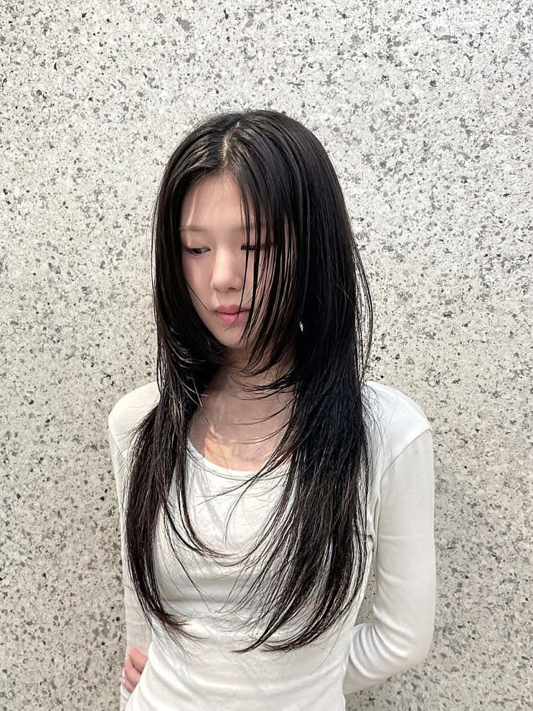 레이어드 C컬펌 스타일 사진