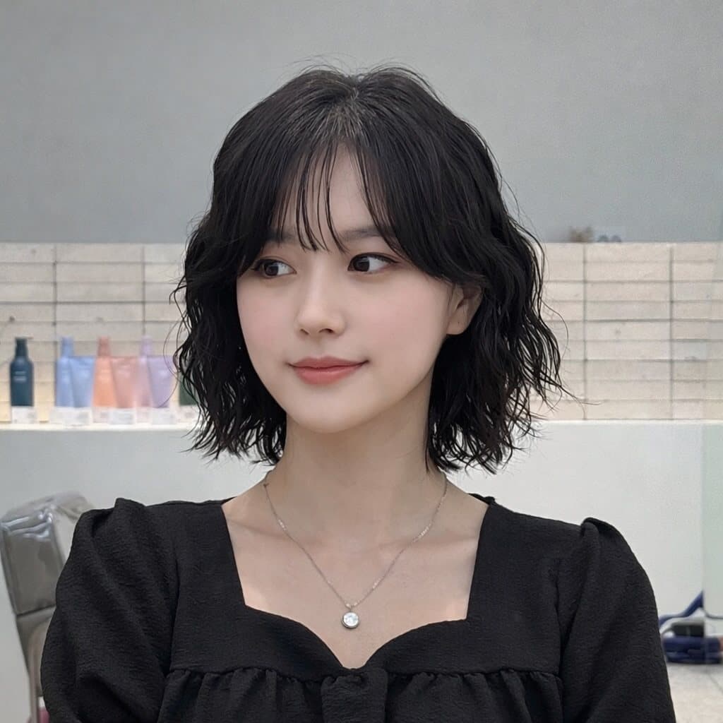 단발 젤리펌 스타일 사진