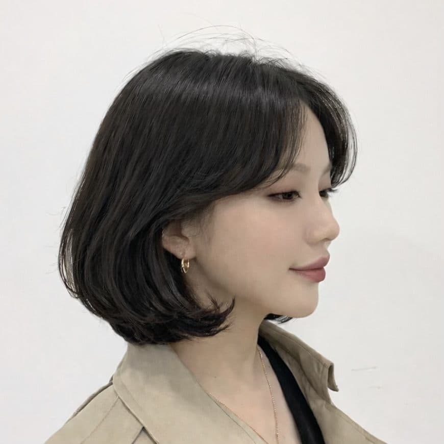 단발 C컬펌 스타일 사진